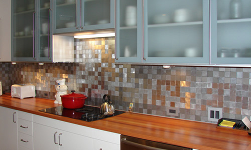 kitchen tile Eco Friendly Flooring - Metal Tile