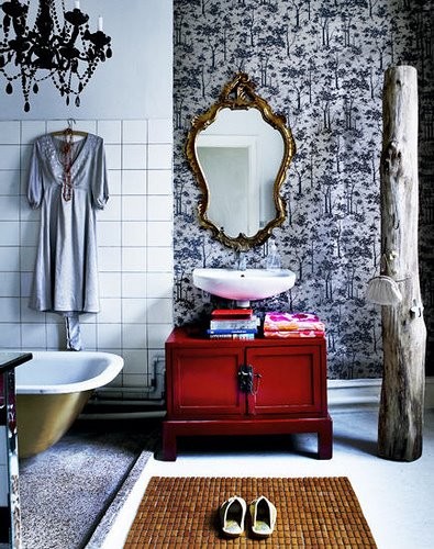 wallpaper ideas for bathroom. eclectic athroom August, 2009
