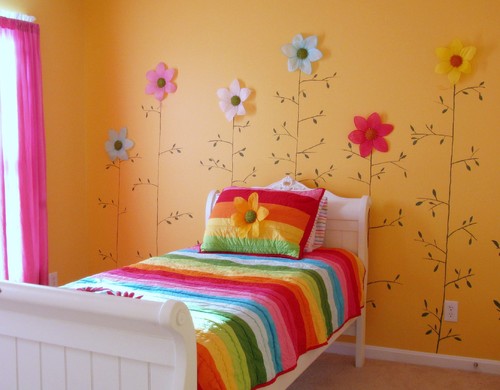 цветы в ярком дизайне комнаты для девочки фото