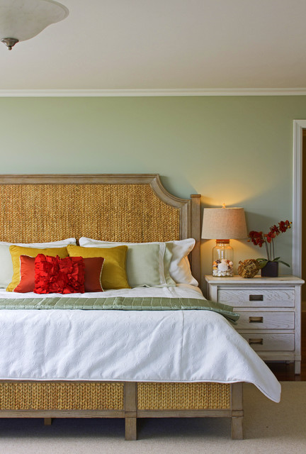 tropical bedroom by A. Rejeanne Interiors