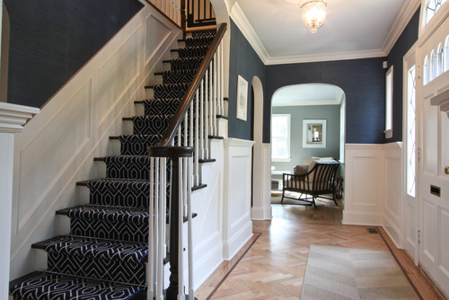 Classic Coastal Colonial Foyer traditional staircase