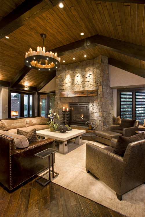 Rustic Family Room transitional family room