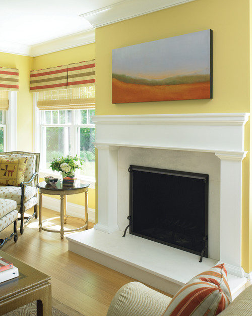 Contemporary Shingle Style Fireplace contemporary living room