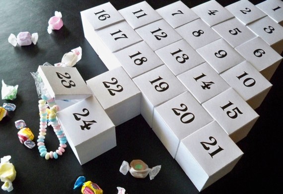 DIY Advent Calendar by A Million Ideas Leftover wedding favor boxes and 