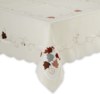 Leaf with Acorn Embroidered Oblong Tablecloth modern table linens