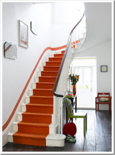 Hermes Orange Staircase (via Colour Me Happy) eclectic staircase