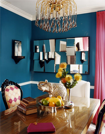Peacock blue dining room contemporary dining room