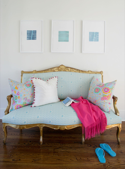 Blue & Pink bedroom eclectic bedroom