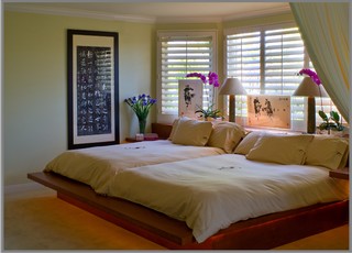 Double queen beds for an old married couple contemporary bedroom