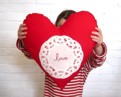Heart Pillow Cushion Red Love by Sewn Natural modern holiday decorations