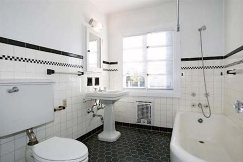 Black Hexagon Bathroom Floor Tile | PortWings.