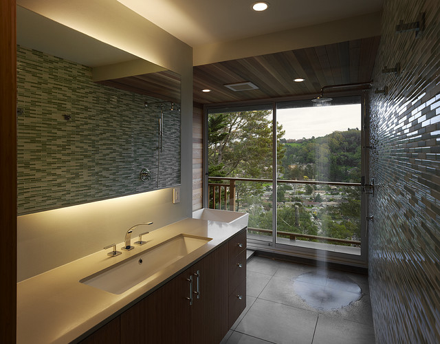 modern bathroom by At-Six Architecture
