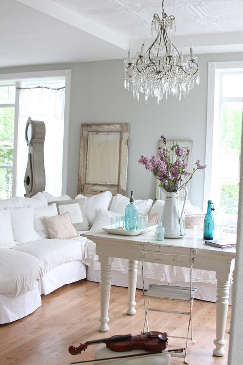 Dreamy Whites eclectic living room