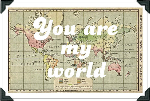 Vintage World Map Print, You are my world by Ex Libris Journals eclectic artwork