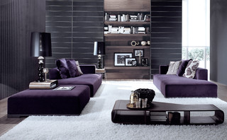 purple living room,gray wall paint