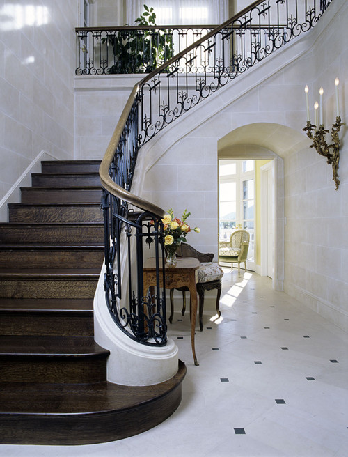 French-inspired Entry Hall and Stair traditional entry