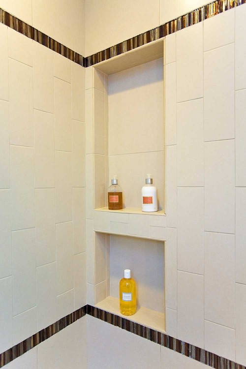 bathroom shower shelving, niche, bench modern bathroom