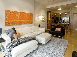 Portland Pearl District Condo Living Room & Kitchen contemporary living room