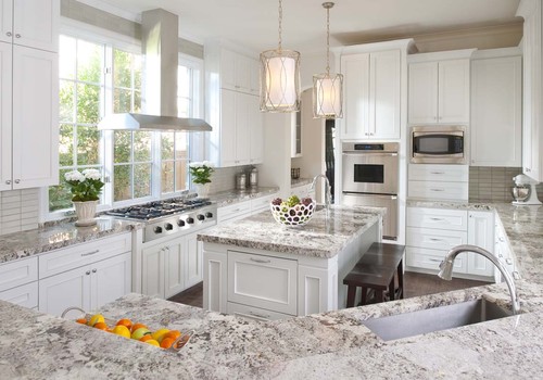 White Kitchens with Granite