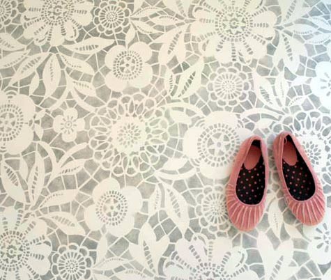 lace stenciled floor  