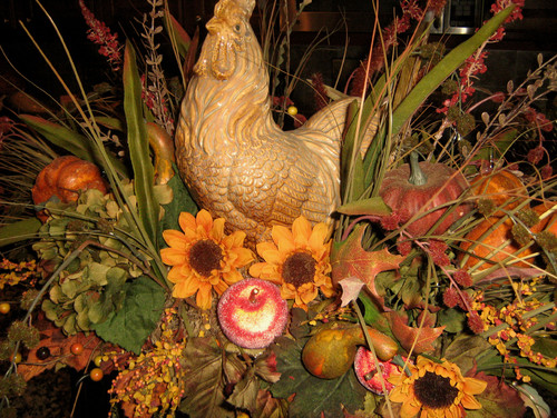 Fall Rooster Floral Arrangement traditional kitchen