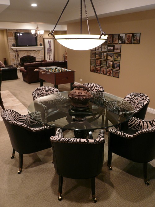 Game Table, Fireplace, Art traditional family room