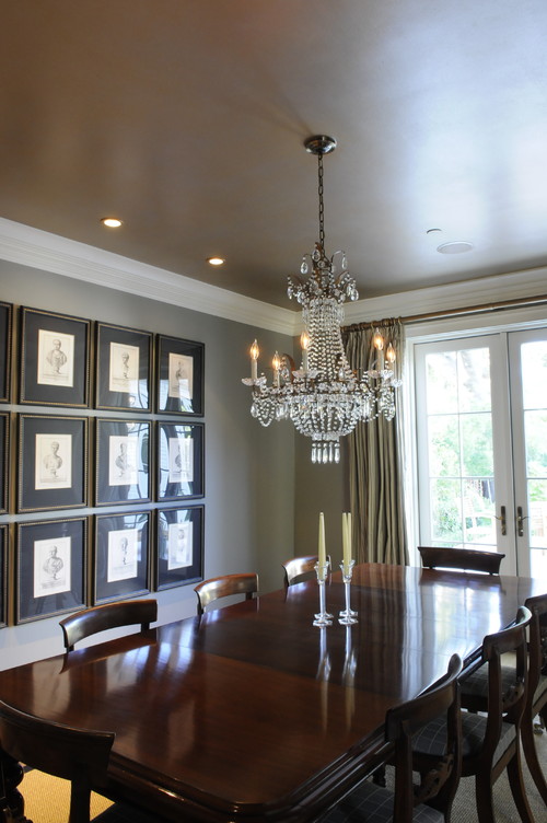 Luxurious Gold and Silver Painted Dining Room Ceiling traditional dining room