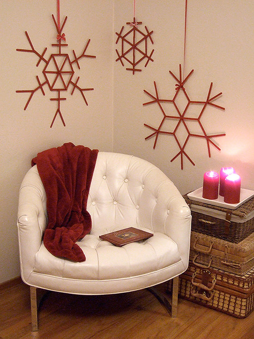 Craft stick snowflakes contemporary living room