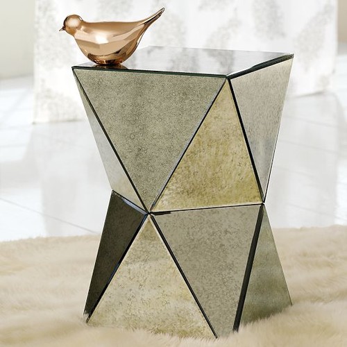 Faceted Mirror Side Table contemporary side tables and accent tables