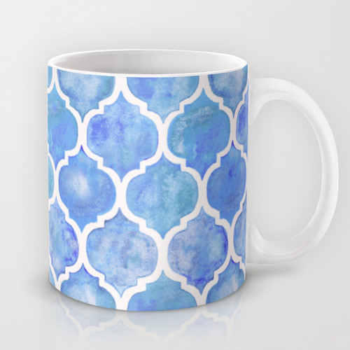 Blue Pattern Mug | cornflower blue moroccan hand painted watercolor pattern Blue Pattern Mug | cornflower blue moroccan hand painted watercolor pattern