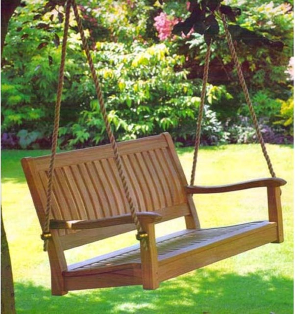 All Things Cedar 4ft. Roosevelt Teak Porch Swing Traditional Porch