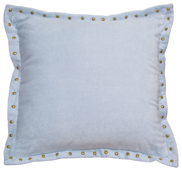 Light Blue Studded Velvet Throw Pillow - Contemporary - Decorative Pillows - san francisco - by ...