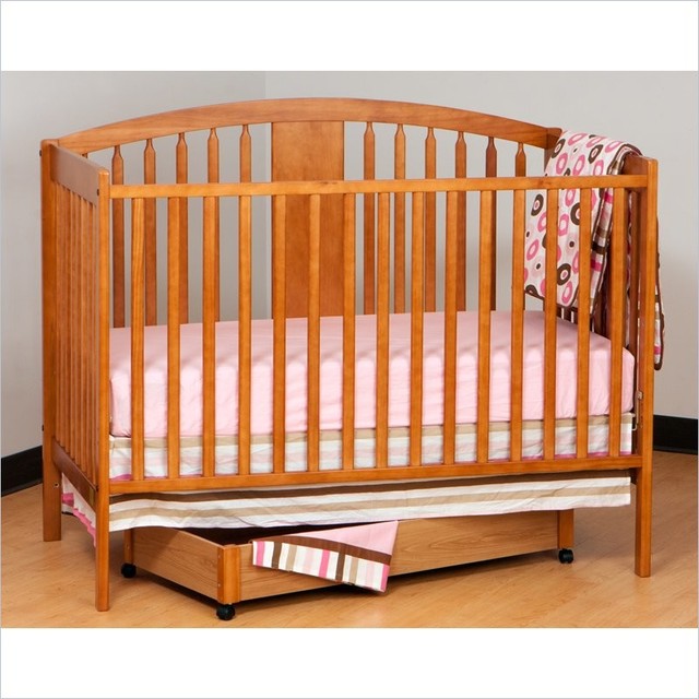 Stork Craft Hollie 4in1 Fixed Side Convertible Crib in Oak Transitional Cribs by Cymax