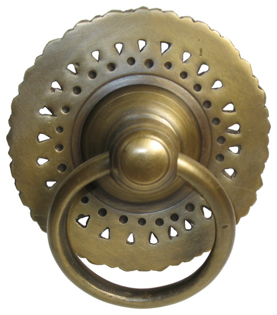 Ring Pull With Carved Sunburst Backplate Traditional