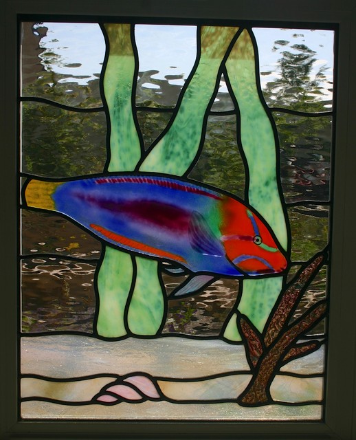 Tropical fish stained glass Eclectic orange county by Celinder's Glass Design
