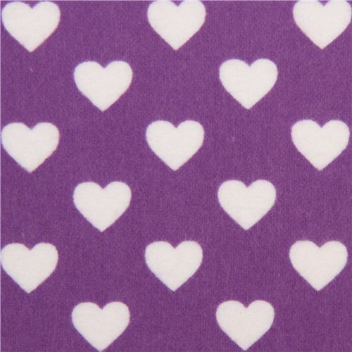 purple cute heart flannel fabric by Michael Miller USA Fabric by