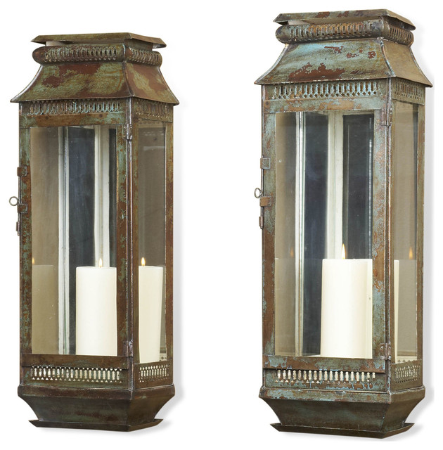 Modena Tall Moroccan Rustic Pair Wall Sconce Lanterns Transitional