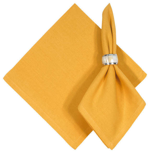 Hand Woven 100 Cotton Napkins, Set of 6, Mustard Traditional
