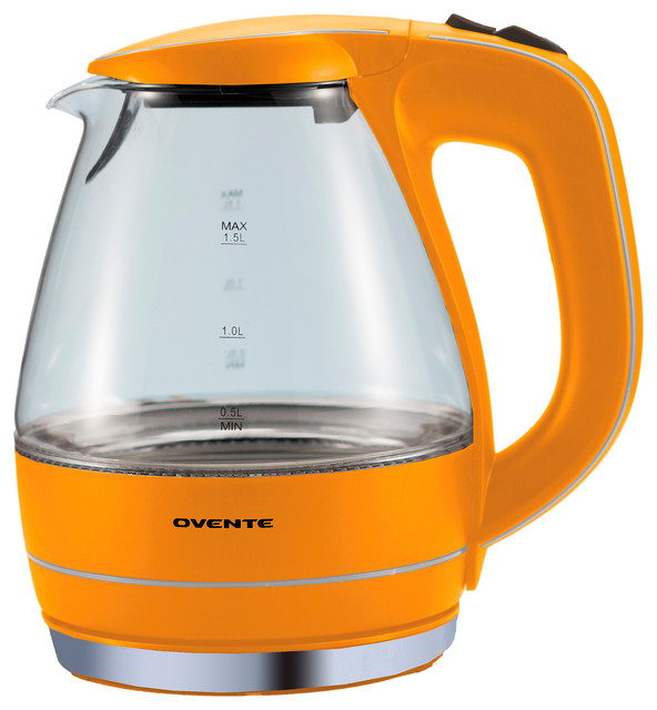 Ovente KG83O Orange 1.5liter Glass Electric Kettle Contemporary