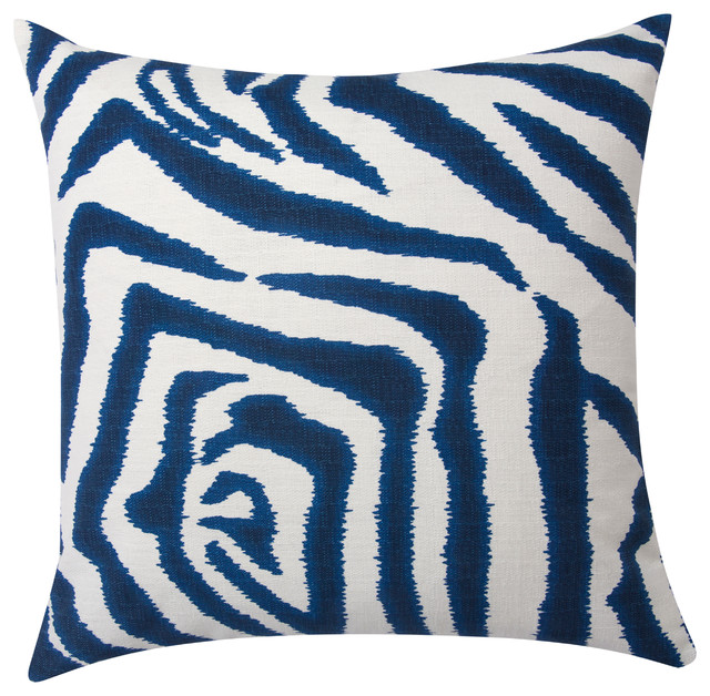 Marine Blue Zebra Pillow Decorative Pillows new york by