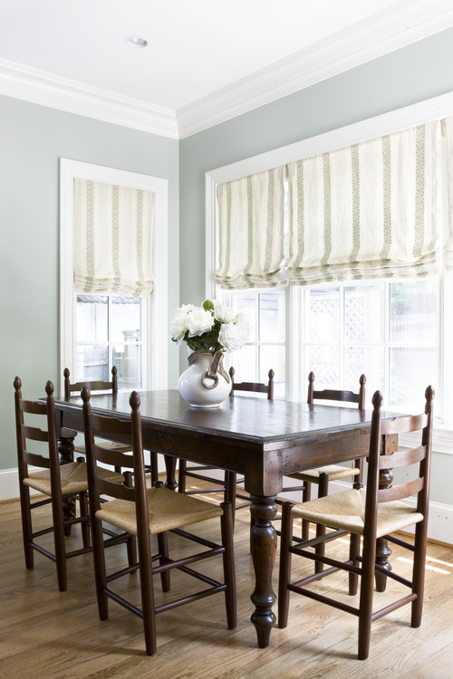 dining room with walls painted in bm tranquility