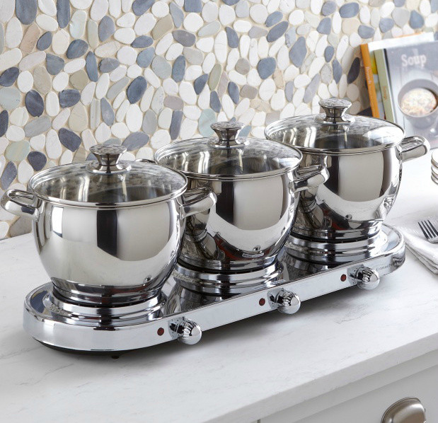 7Piece TripleBurner Buffet Server Transitional Serveware by HSN