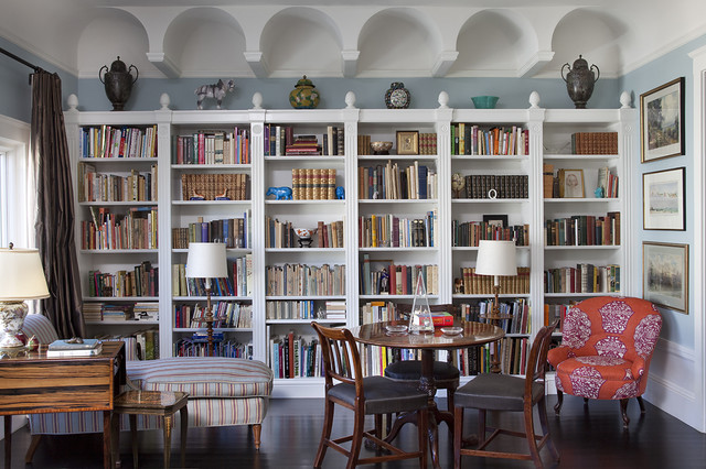 bookcases in the living room