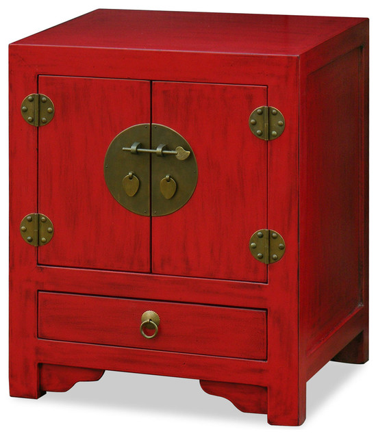 Elmwood Red Ming Asian Nightstands And Bedside Tables by