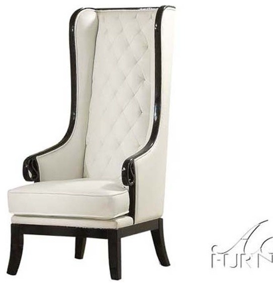 ACME Furniture - Parr Black/White High-Back Accent Wing Arm Chair