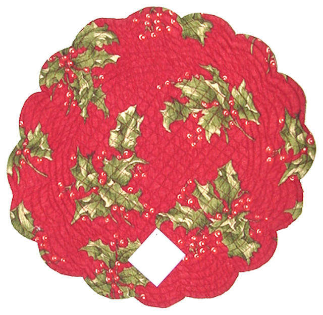 Holly Red Round Quilted Placemat Traditional Placemats by Simply