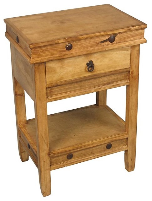 Rustic Pine Side Table - traditional - nightstands and bedside 