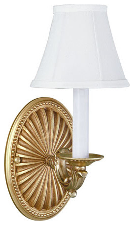 French Gold One Light Wall Sconce With Shade - traditional - wall ...