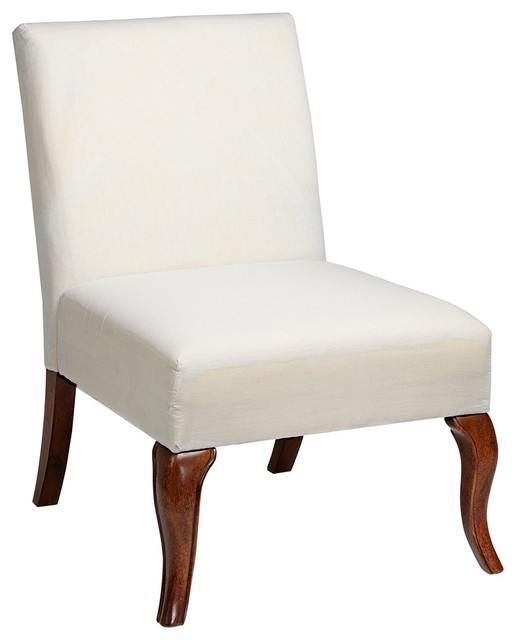 Traditional Muslin Covered Queen Anne Leg Armless Slipper Chair ...