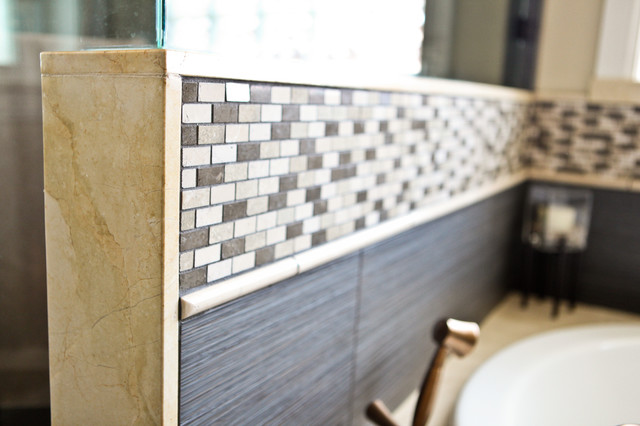 Stone & Tile Detail in Master Bath Remodel traditional bathroom